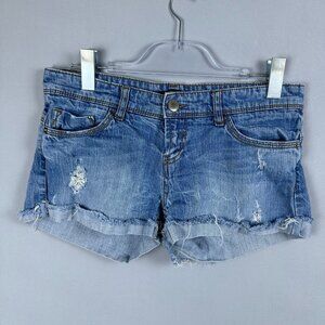 Forever 21  Cutt Off Jeans Shorts Size 28 Distressed Mid-Rise Stretch Medium Was